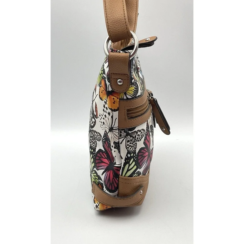 Rosetti Butterfly Print Crossbody Purse Tan Faux Leather Shoulder Bag 8